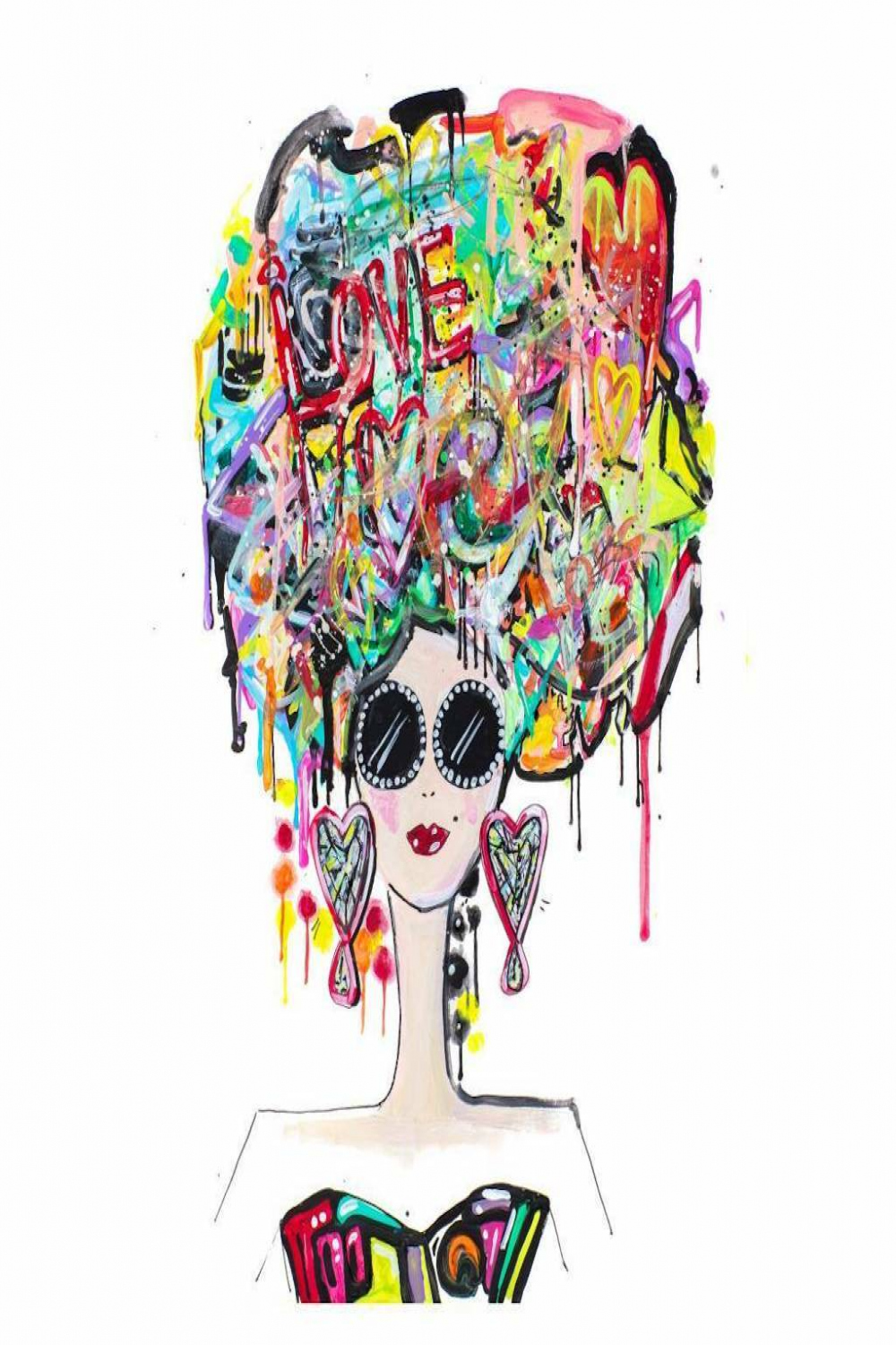 Graffiti Hair Portrait Limited Edition Artwork Print By Lime Lace