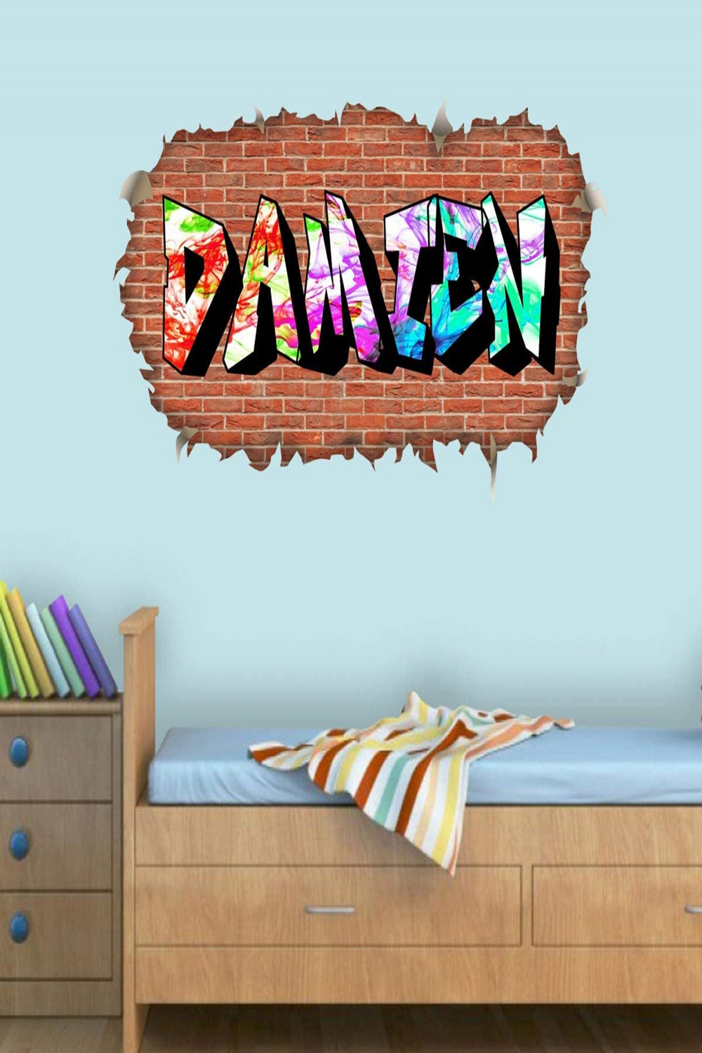 Graffiti Name Wall Decal - Custom Kids Hip Hop Sticker - Peel and Stick  Name Decal for Wall - Removable Boys Room Decor - VWAQ BG