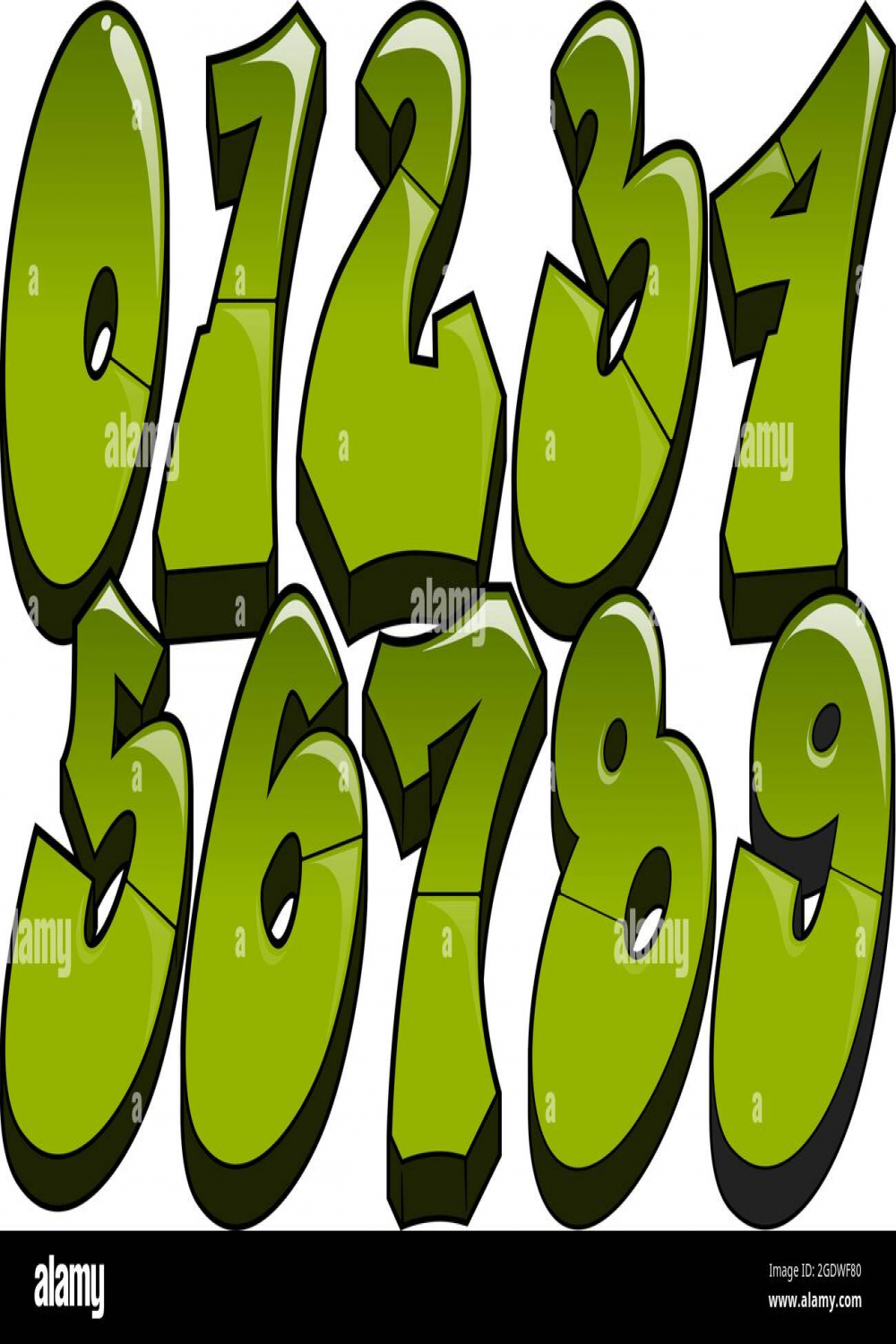 Graffiti Numbers Legible shiny graffiti styled numbers - Stock