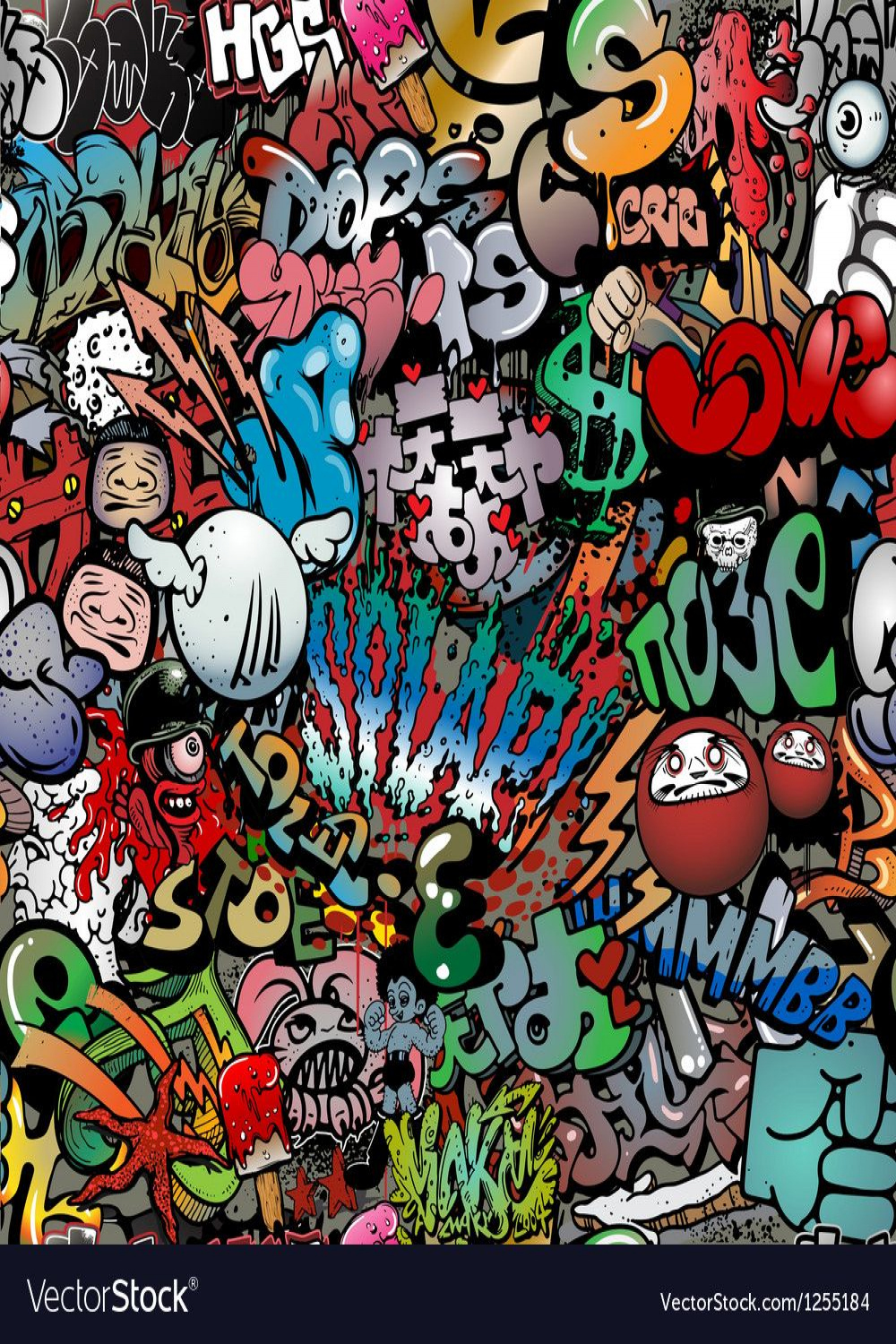 Graffiti on wall streetart background Royalty Free Vector