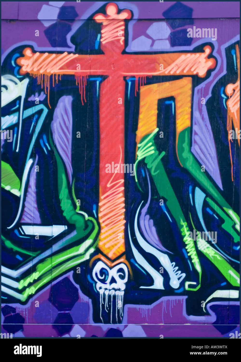 Graffiti religious cross christianity hi-res stock photography and