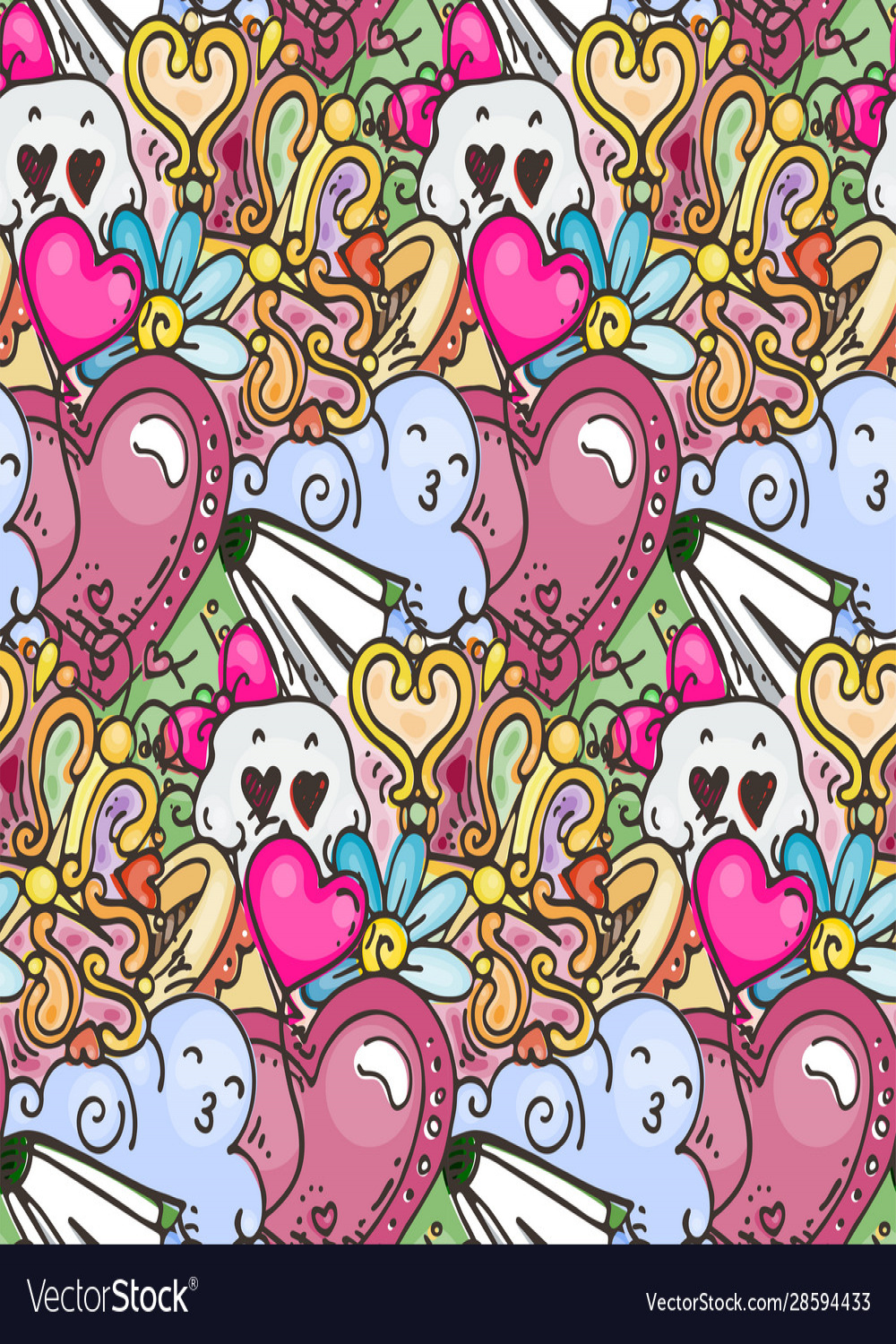 Graffiti seamless pattern with love style doodles Vector Image