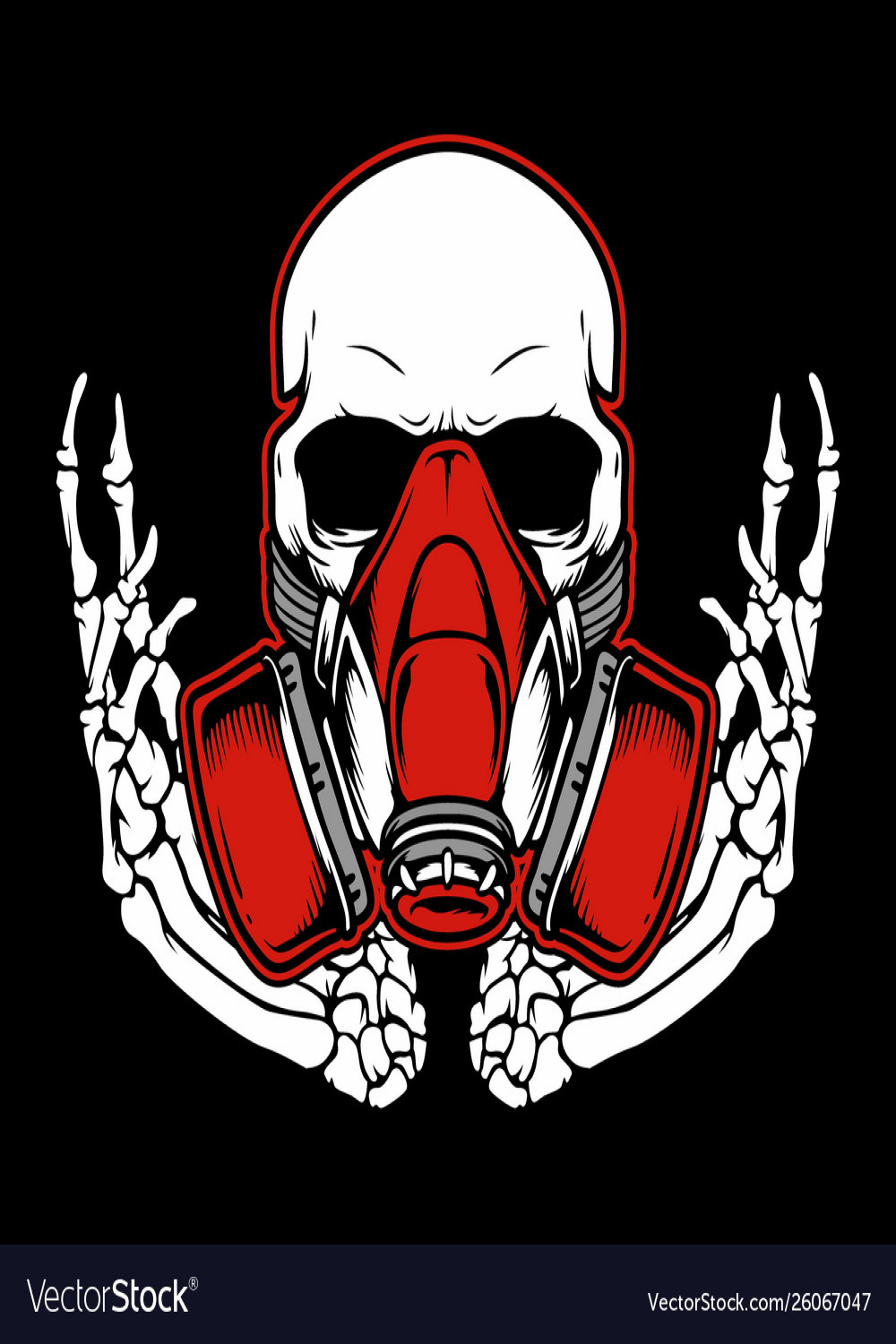 Graffiti skull with gas mask hand drawingshirt Vector Image