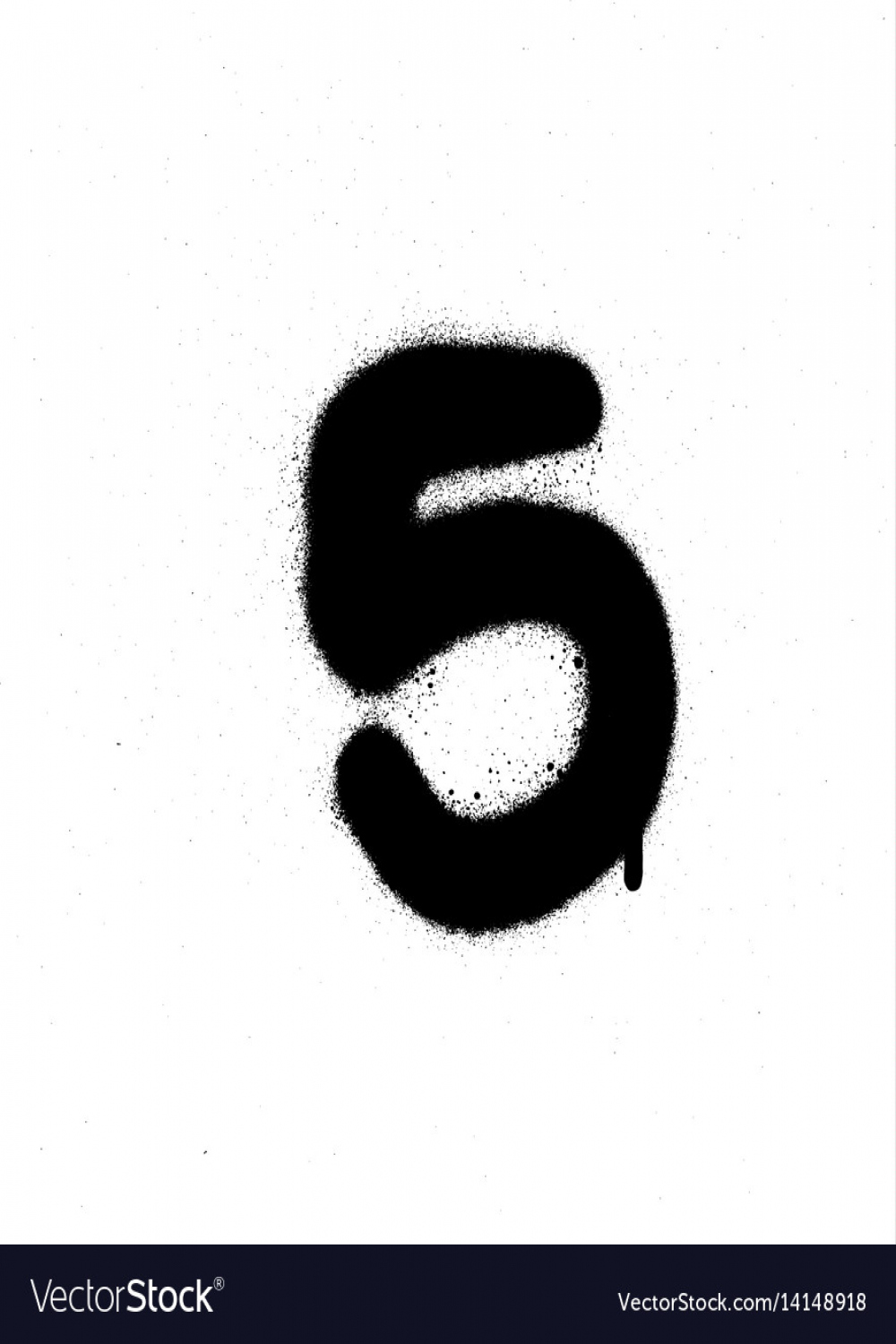 Graffiti sprayed number  five in black on white Vector Image