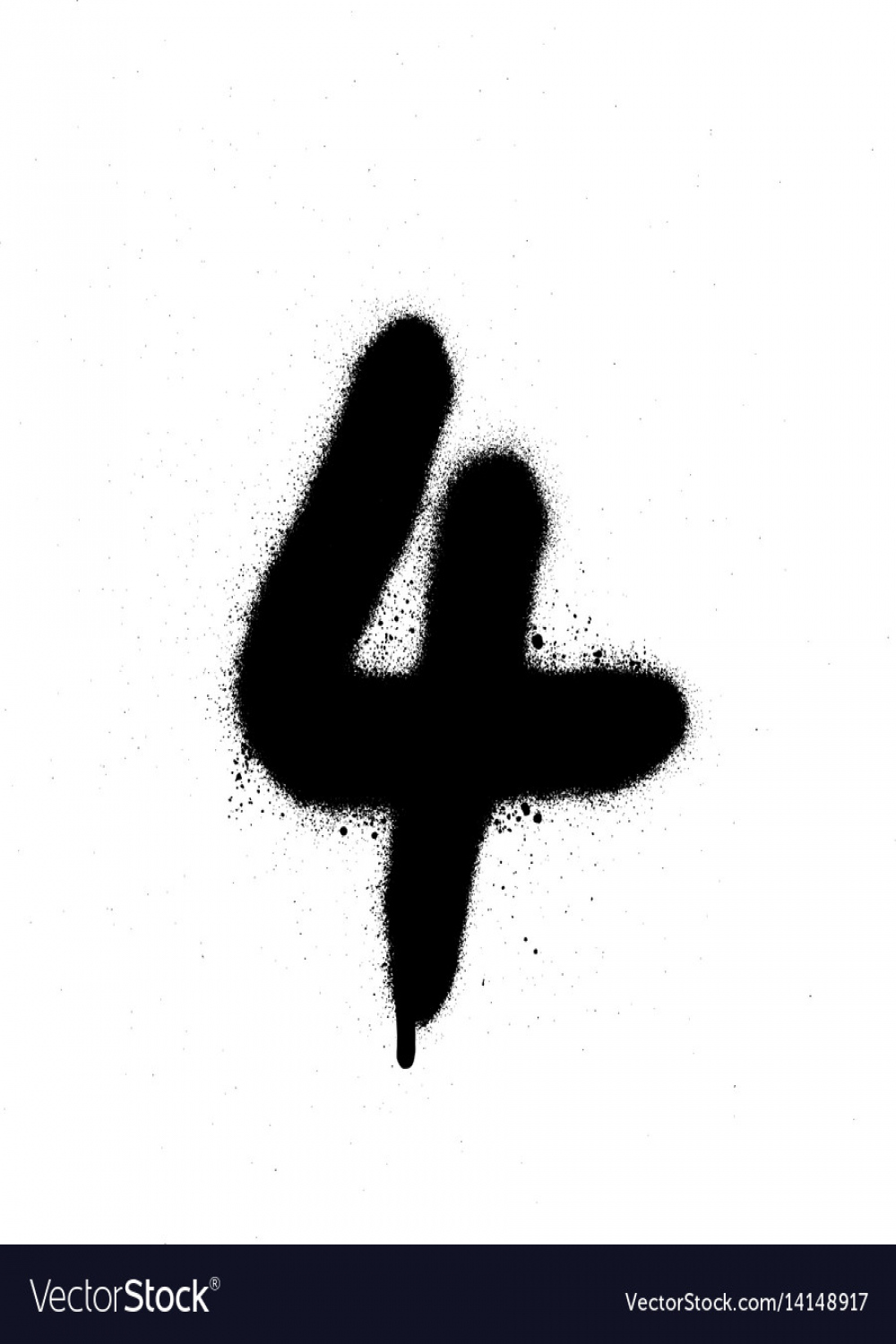 Graffiti sprayed number  four in black on white Vector Image