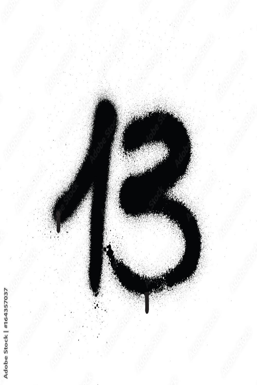 graffiti sprayed number  thirteen in black over white Stock