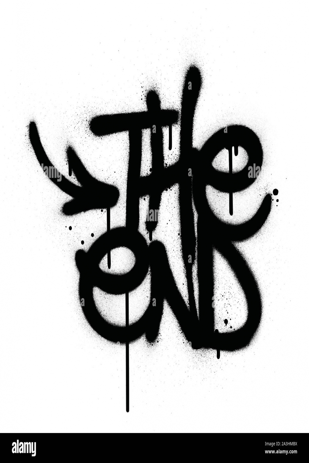 graffiti the end text sprayed in black over white Stock Vector