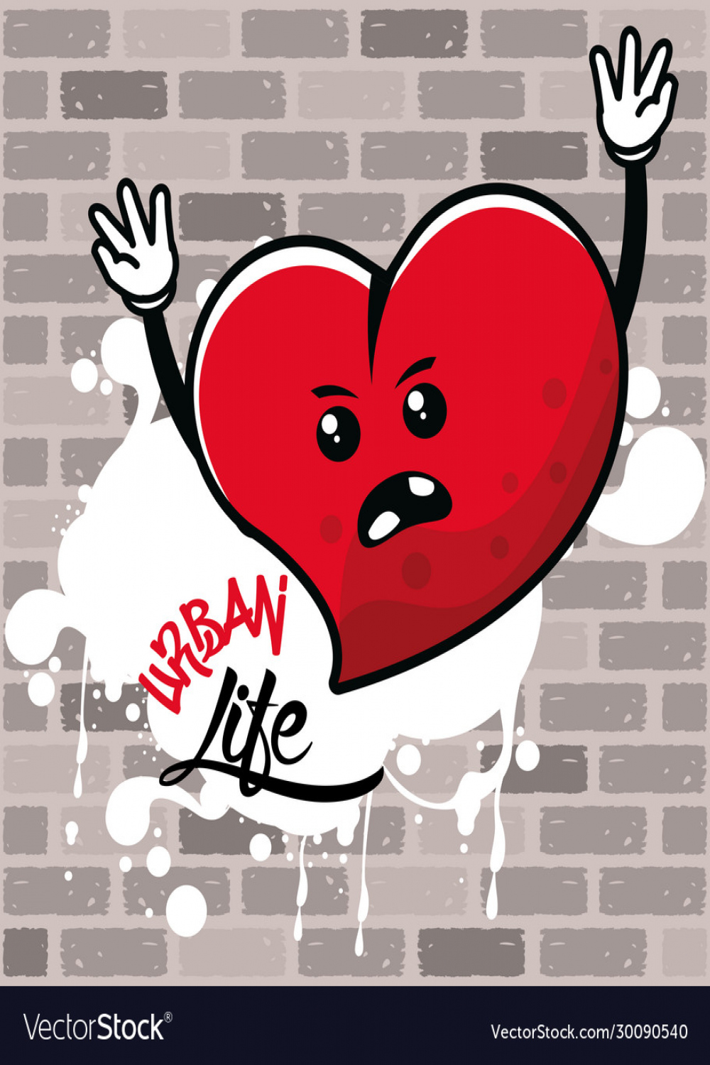 Graffiti urban style poster with heart character Vector Image