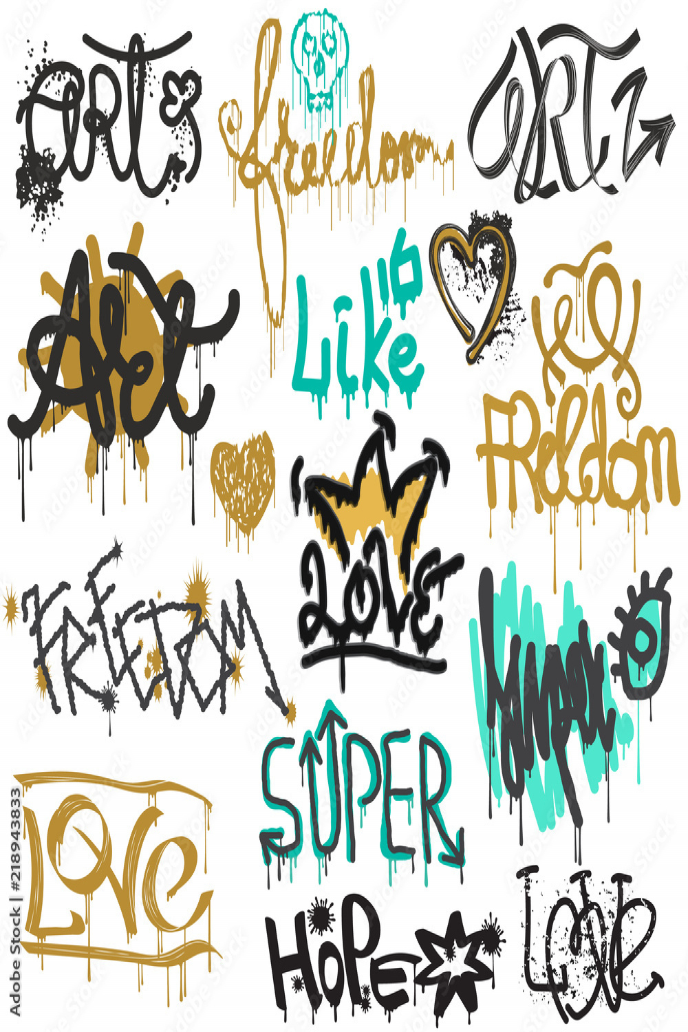 Graffiti vector street art graffity grunge font by spray or brush