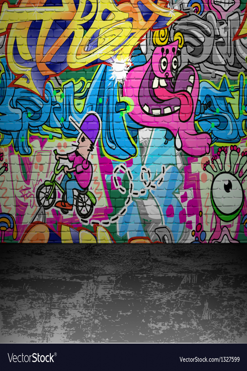 Graffiti wall urban street art painting Royalty Free Vector