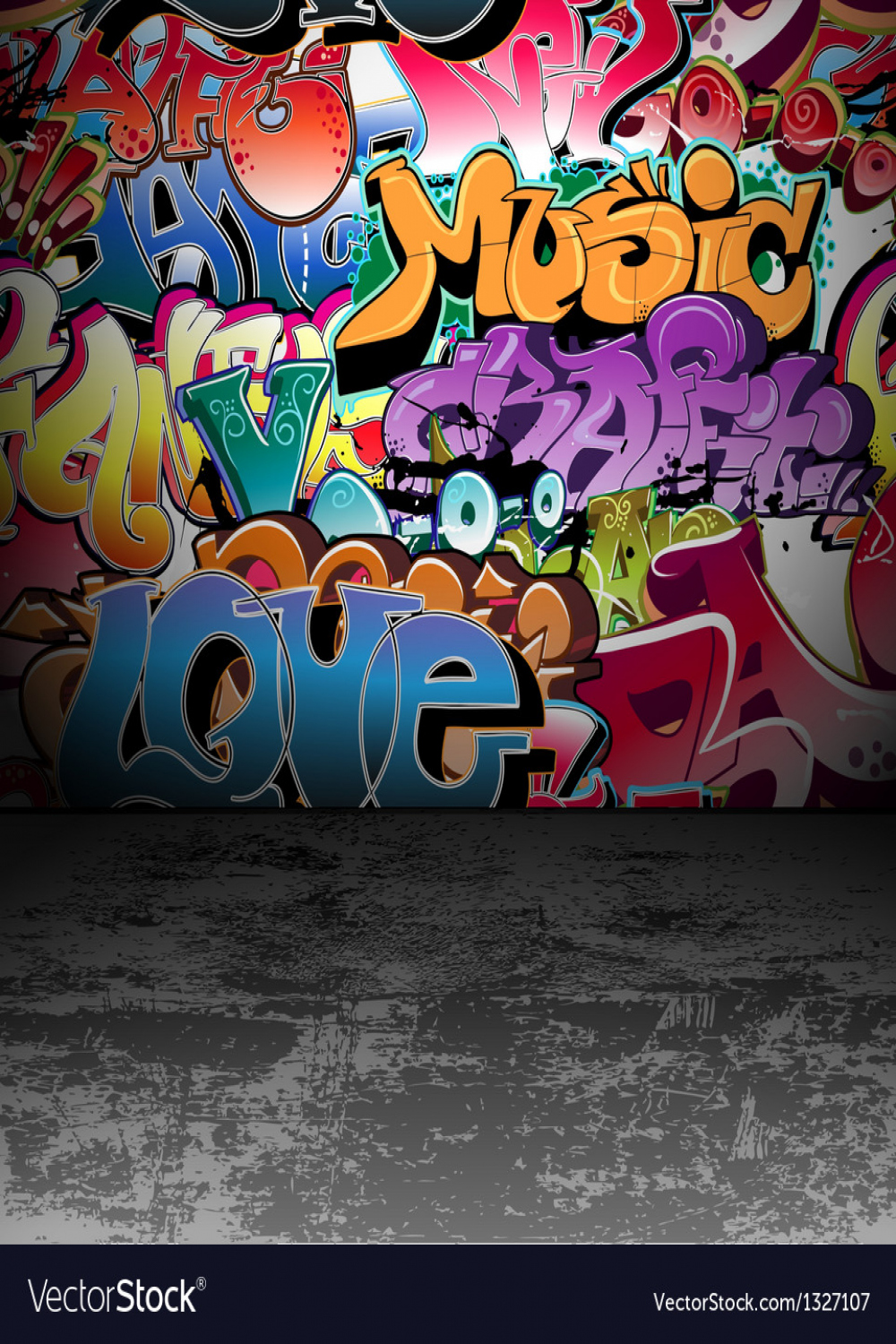 Graffiti wall urban street art painting Royalty Free Vector