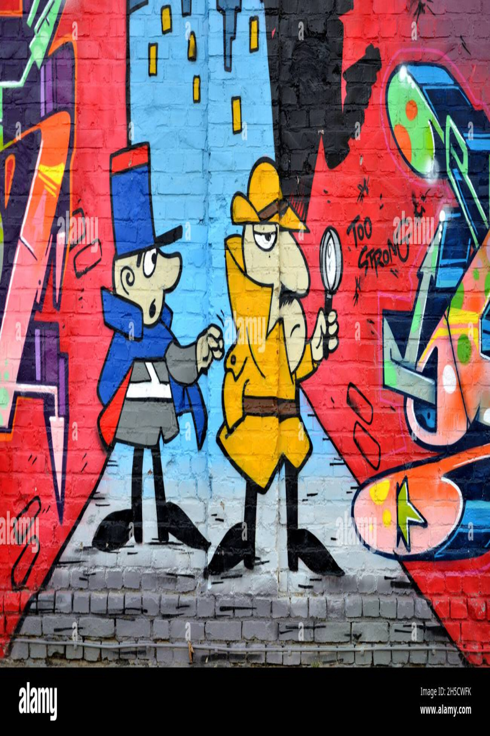 graffiti wall with comic character, Germany, North Rhine