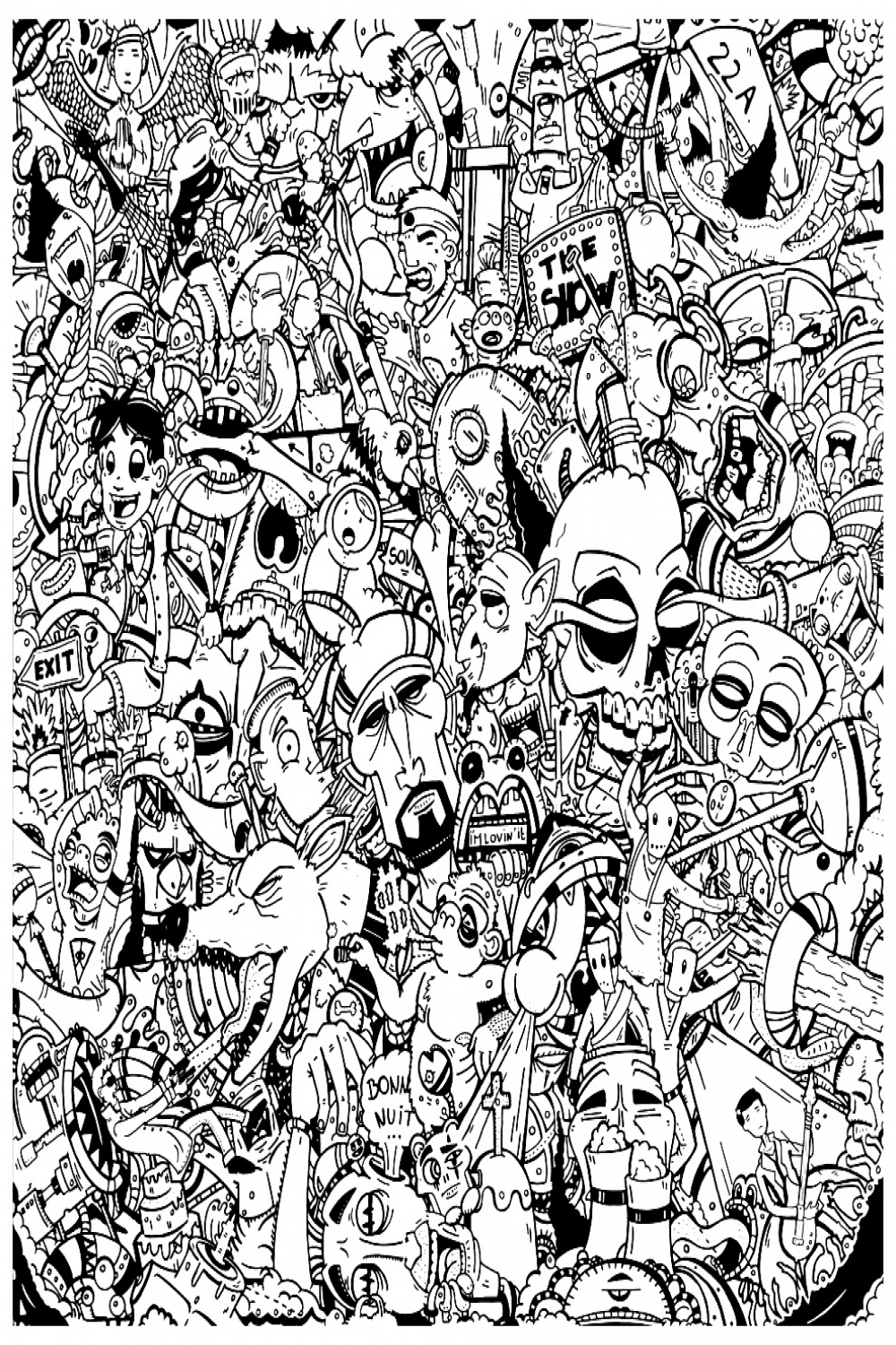 Graffitis personnages - Tags et Graffitis - Coloriages difficiles