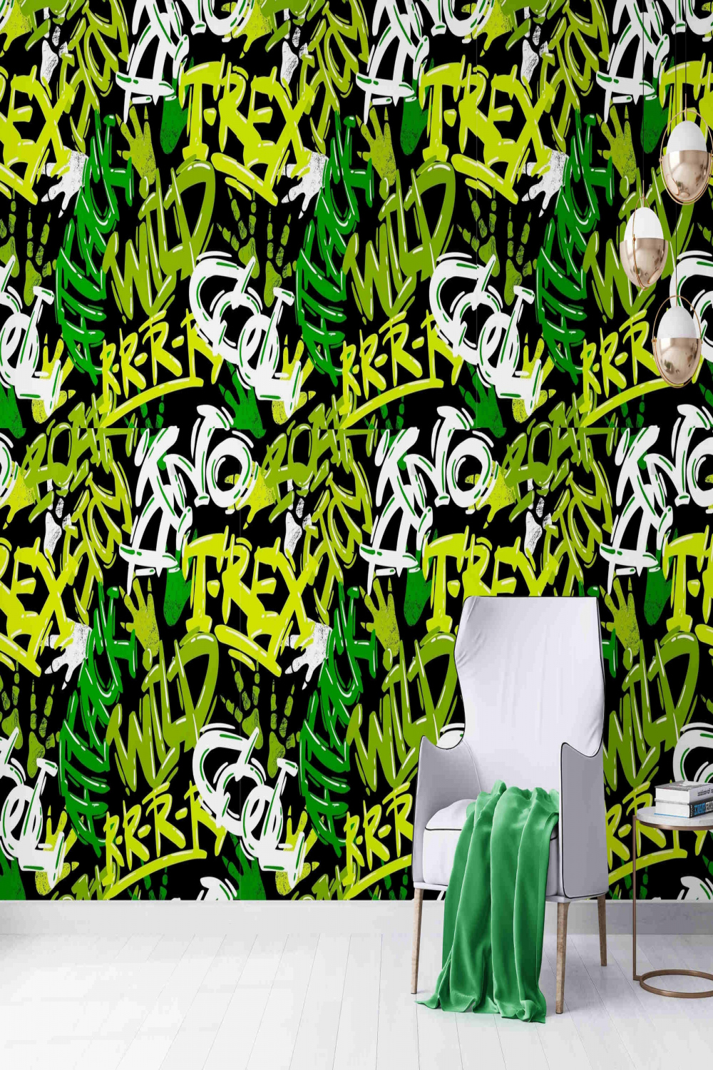 Green Graffiti Mural Graffiti Wallpaper Peel and Stick Mural - Etsy