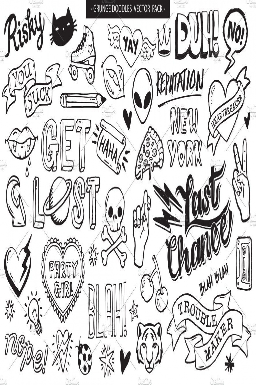 Grunge Graffiti Doodles Vector Pack  Graffiti doodles, Graffiti