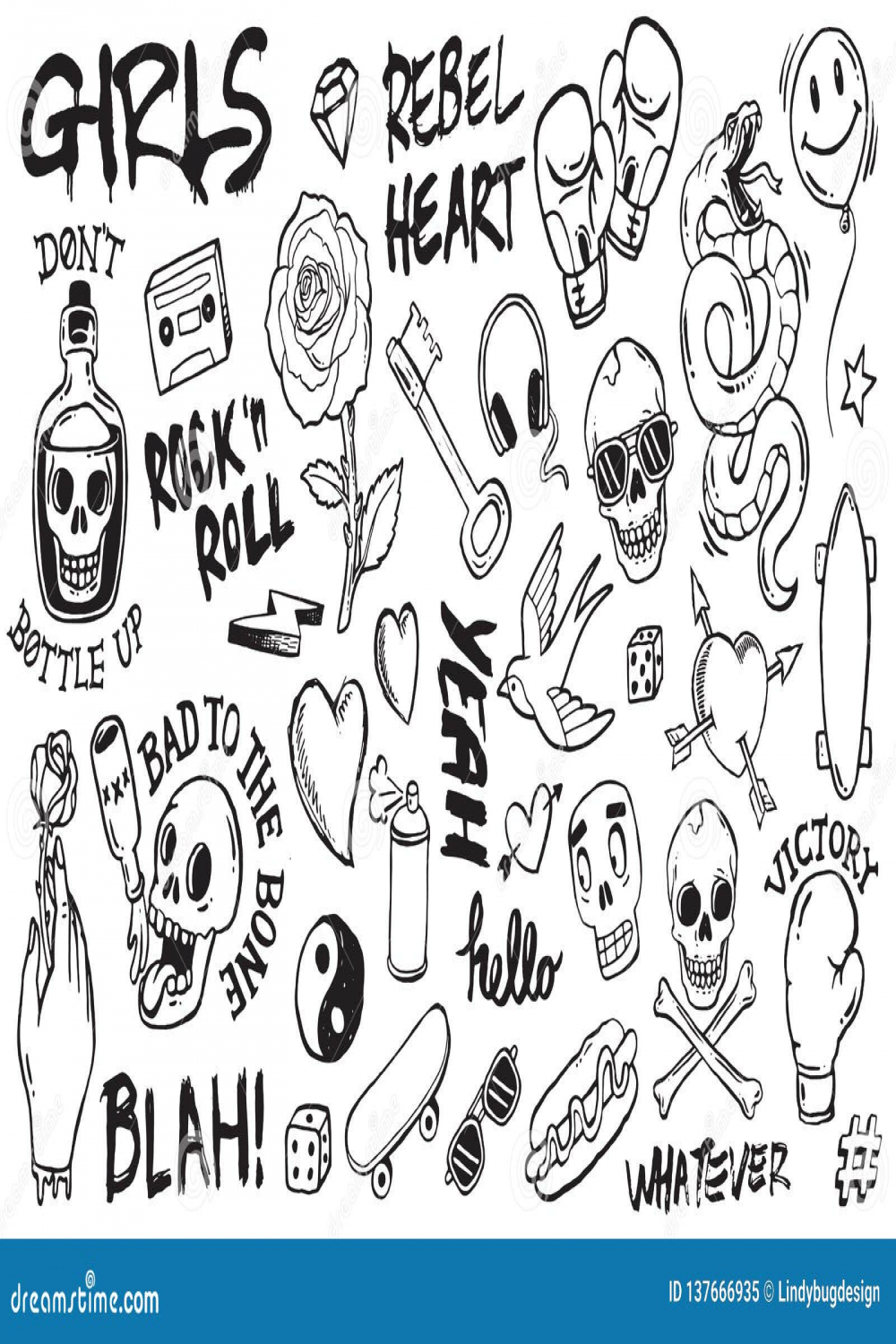 Grunge Marker Doodles Set stock illustration