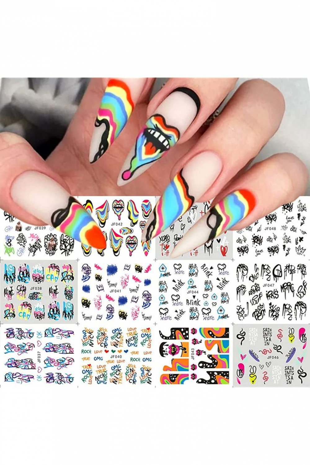 Halloween Nail Art Stickers Graffiti Letters Nail Art Water Decals