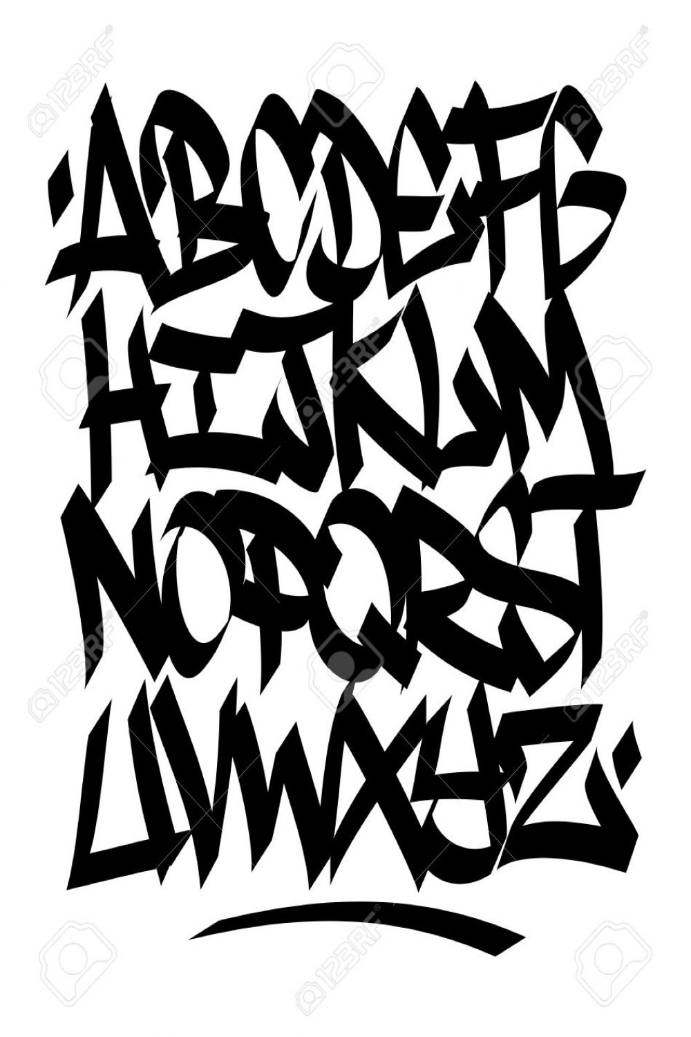 Hand Written Graffiti Font Type Vector Alphabet Royalty Free SVG