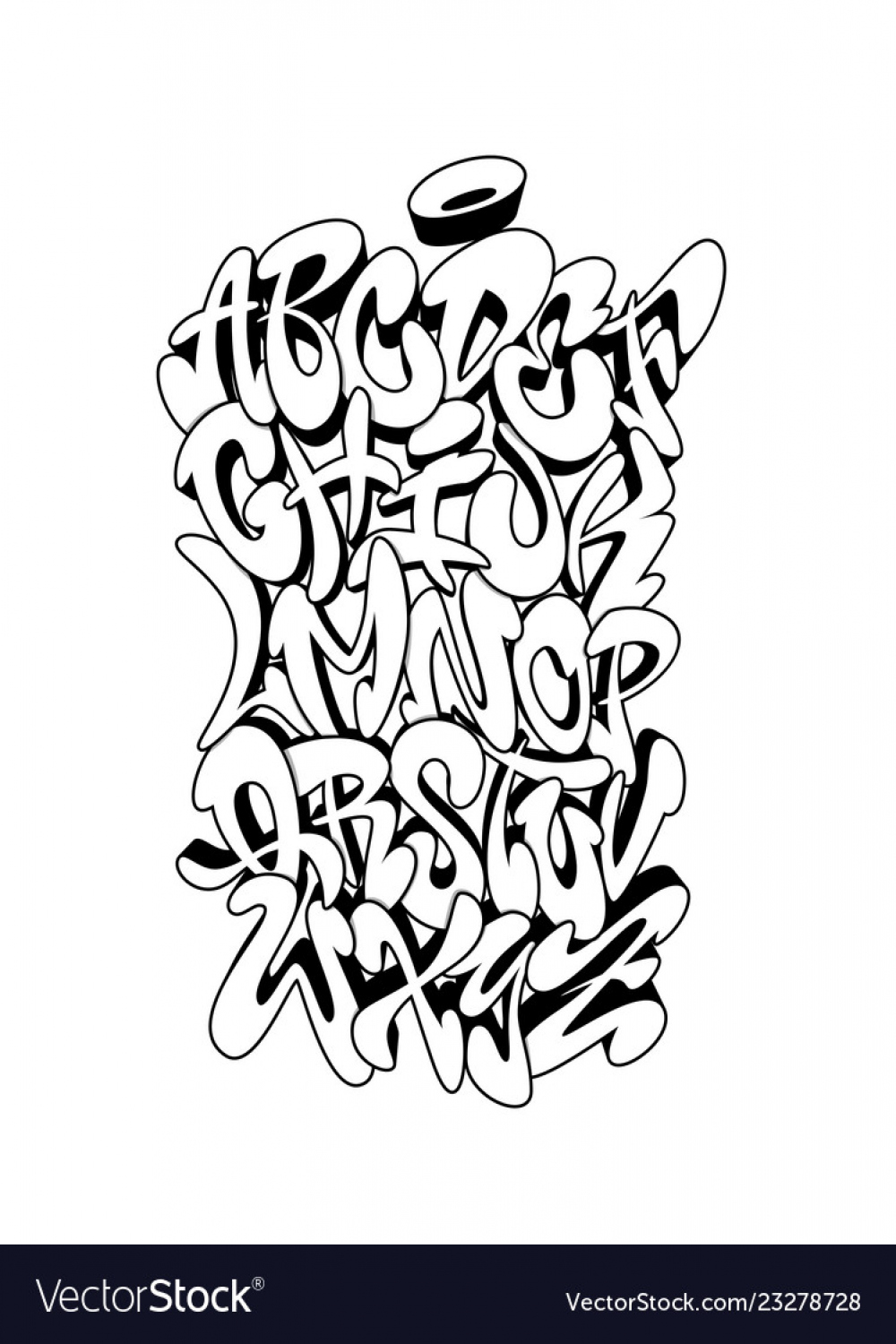 Handwritten graffiti font alphabet Royalty Free Vector Image