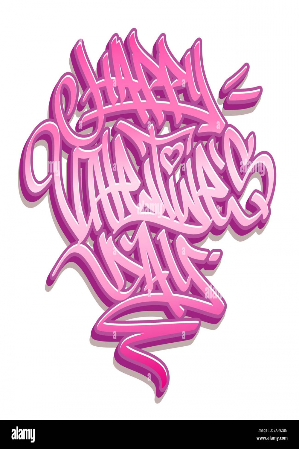 Happy Valentine´s Day graffiti style lettering with pink