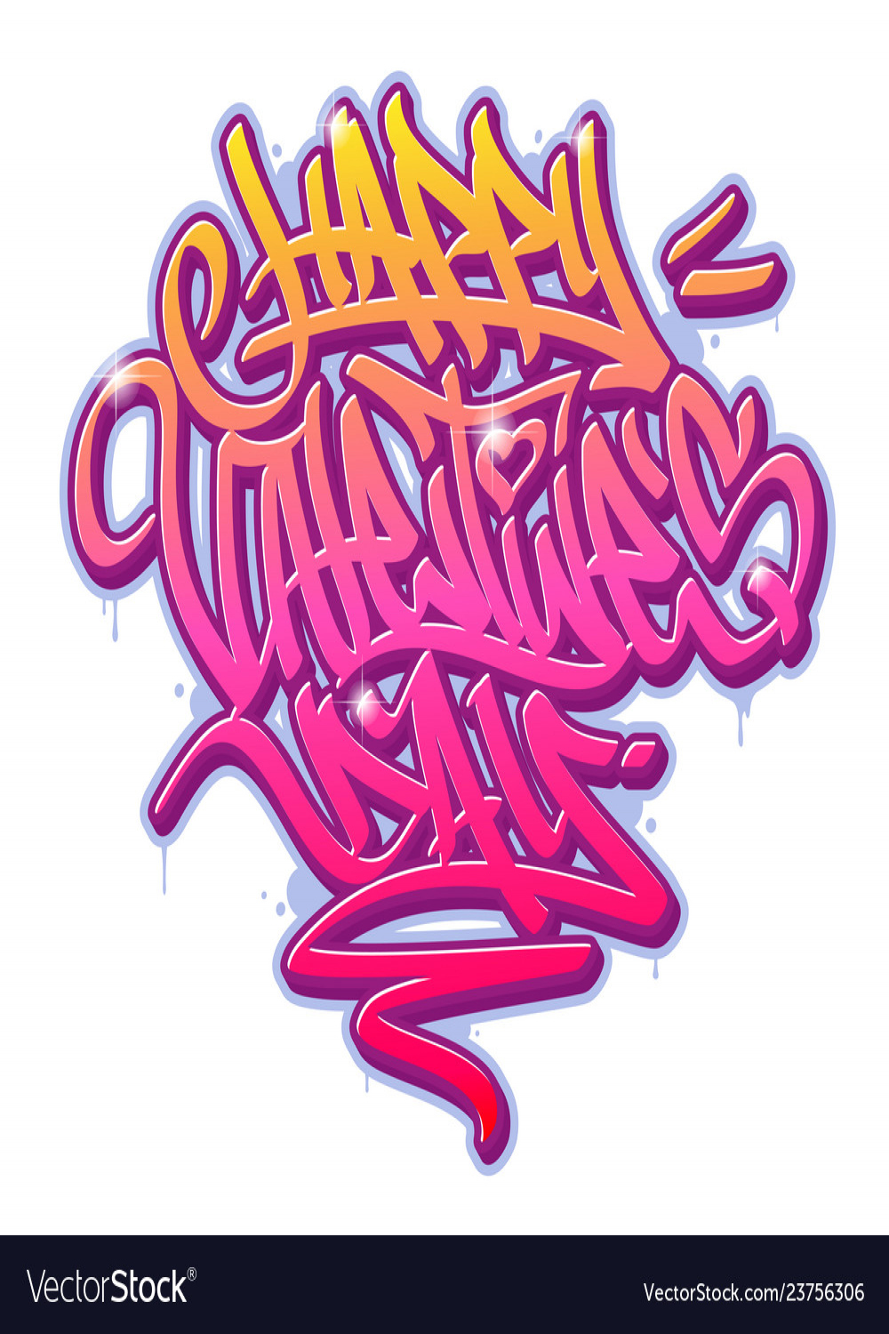 Happy valentines day graffiti lettering Royalty Free Vector