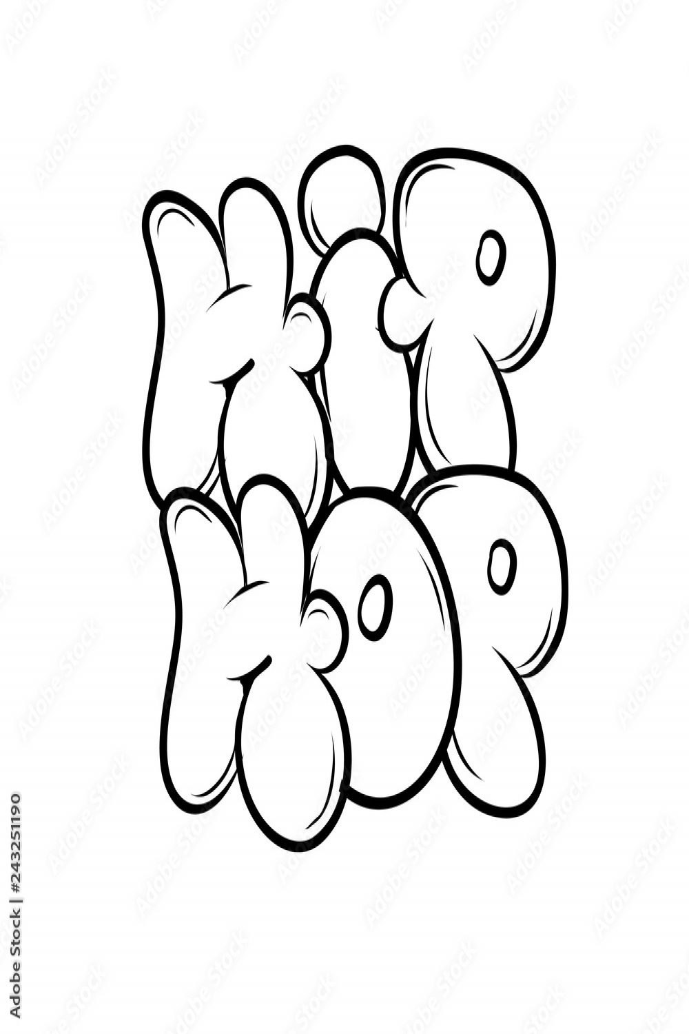 hip hop music party illustration in graffiti style, lettering logo