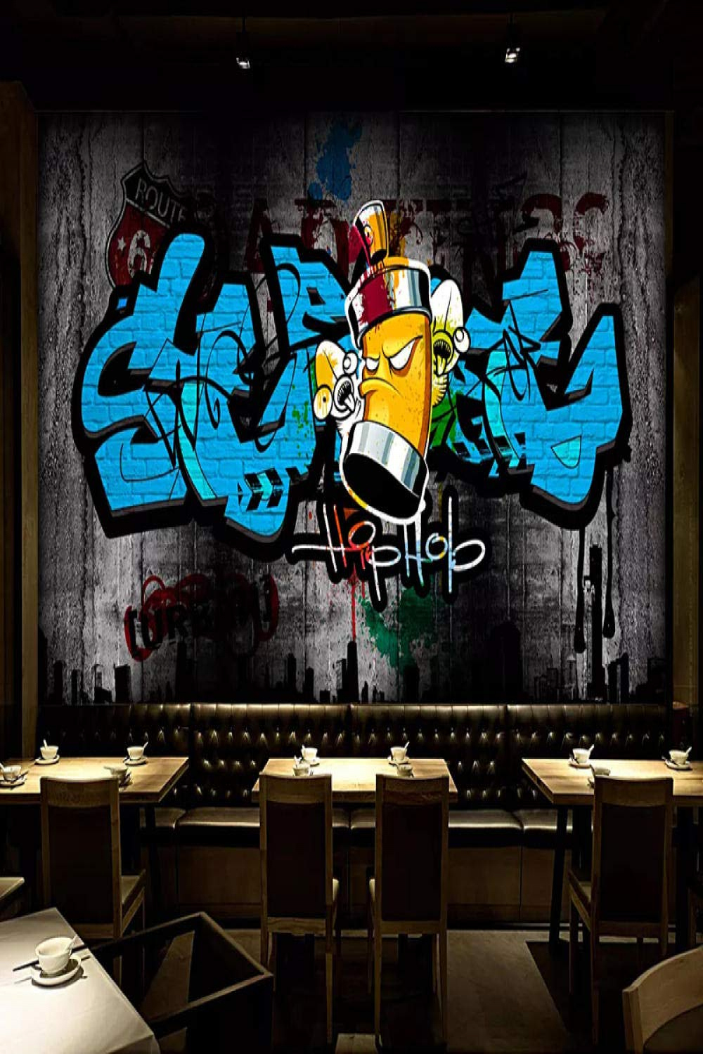 Honony Custom D Wall Pictures Wallpaper Retro Street Graffiti Art Wall  Painting Cafe Bar KTV Background Wall Decoration Wall Picture 50 x  cm