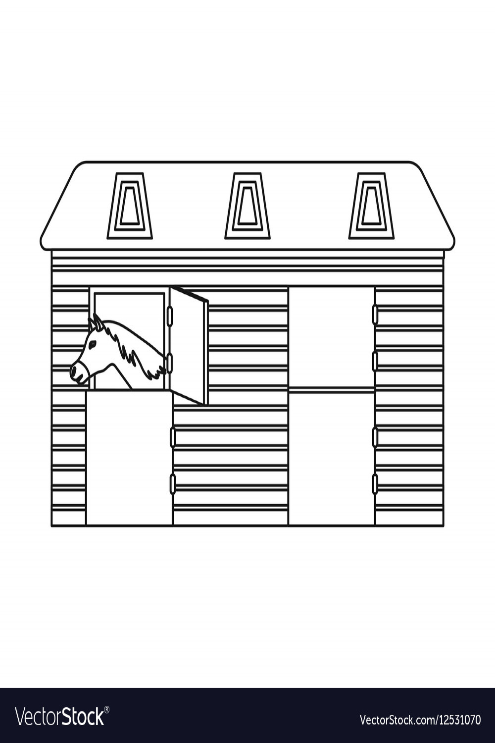 Horse stable icon in outline style isolated Vector Image