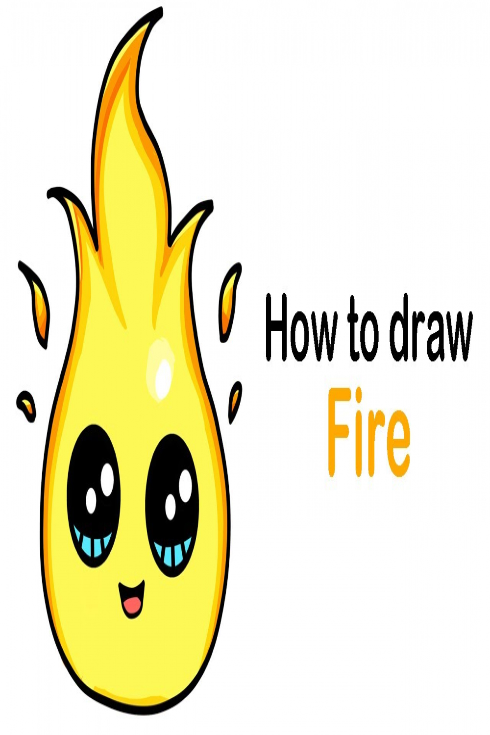 How to draw a fire or flame easy, cute drawings ideas for girls or kids