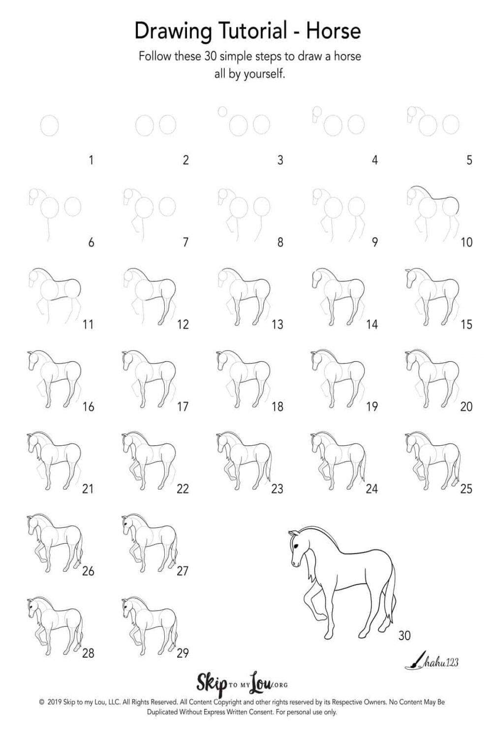 How to Draw a Horse Step by Step with Printable Guide  Skip To