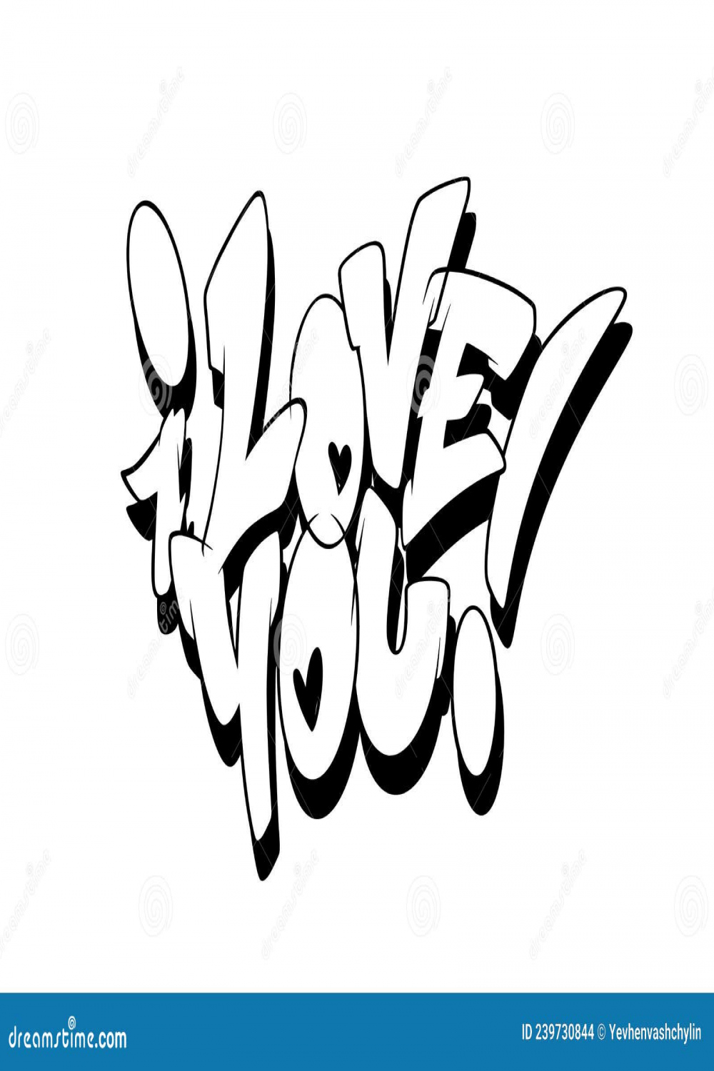 I Love You Font in Graffiti Style. Vektorgrafik