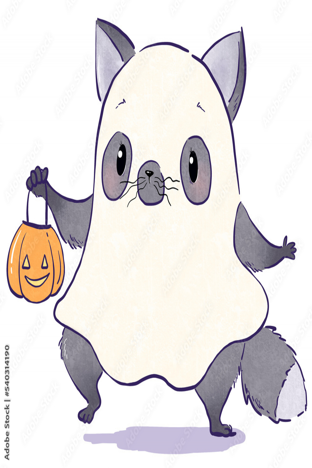 Illustration of cute cartoon halloween animals