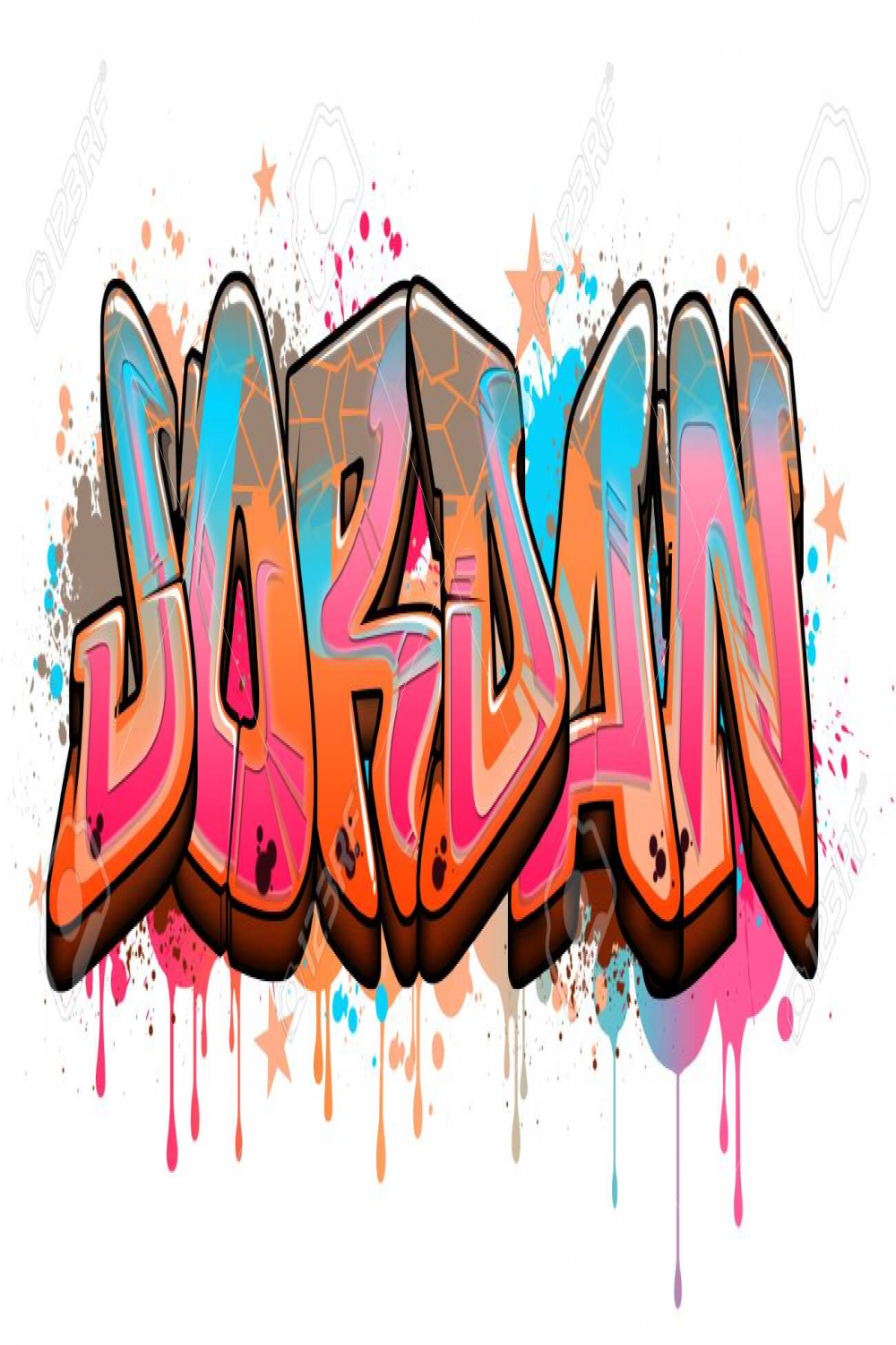 Jordan Name Text Graffiti Word Design Stock Photo, Picture and