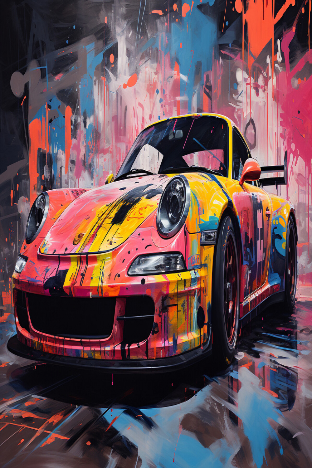 Kunstdrucke Porsche GT car Graffiti Style