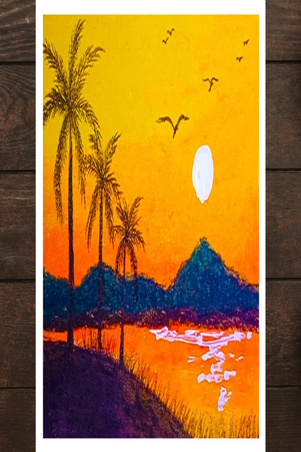 Lake sunset scenery landscape - Drawing Sunset Scenery Step by Step with  Oil Pastels