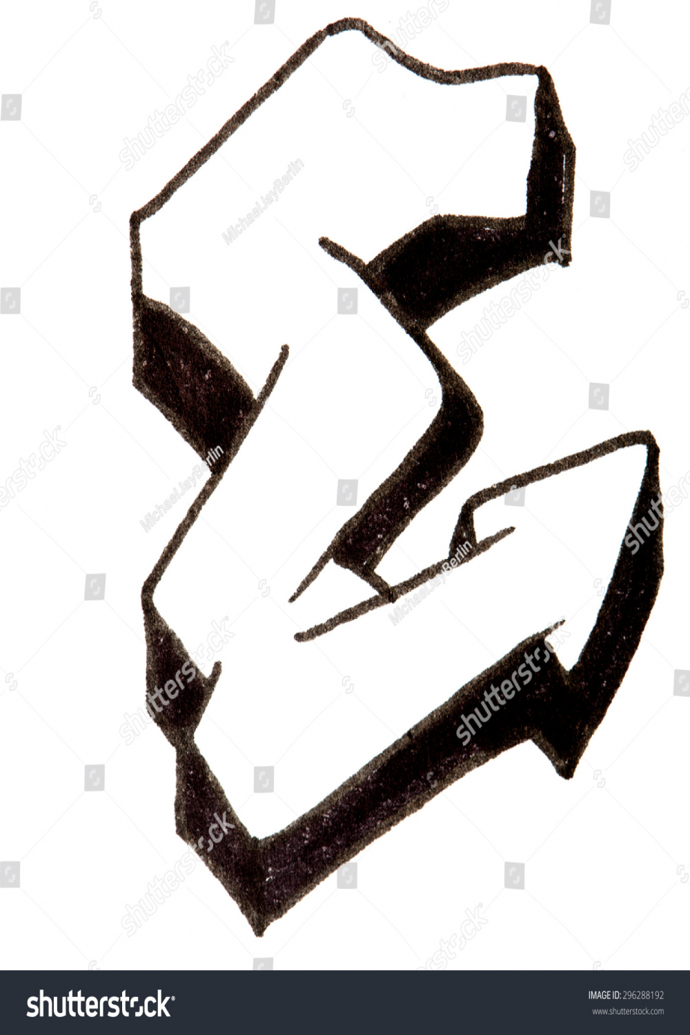 Letter E Hand Drawn Alphabet Graffiti: Stockillustration