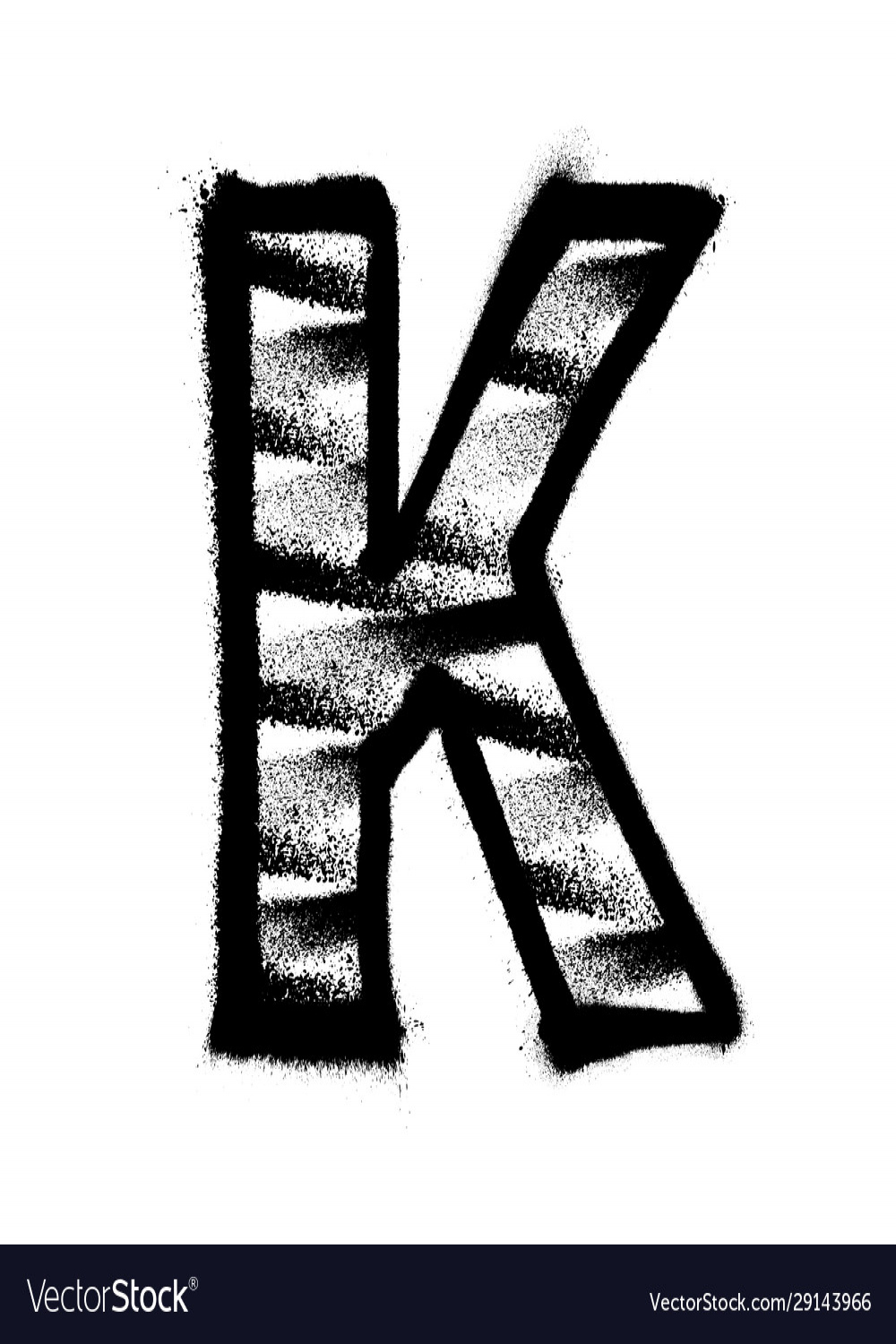 Letter k graffiti alphabet with spray lines Vector Image