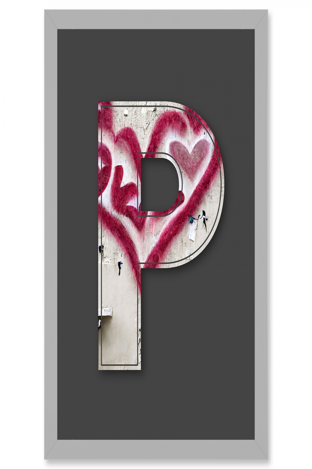 Letter P Heart Cream Decorative Graffiti Alphabet Initial Framed A Art  Print