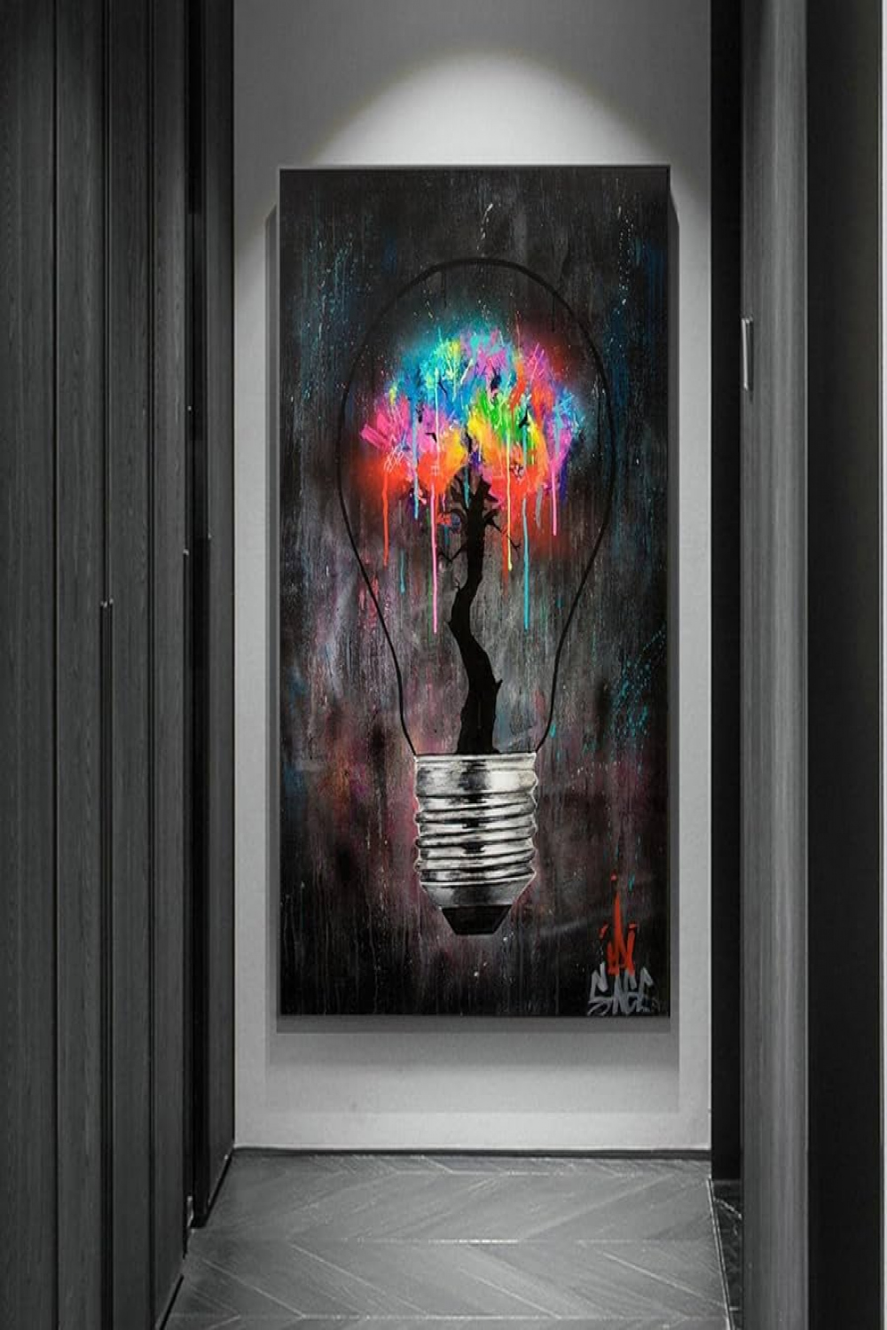 Light Bulb Graffiti Wall Art Canvas Painting Colourful Poster