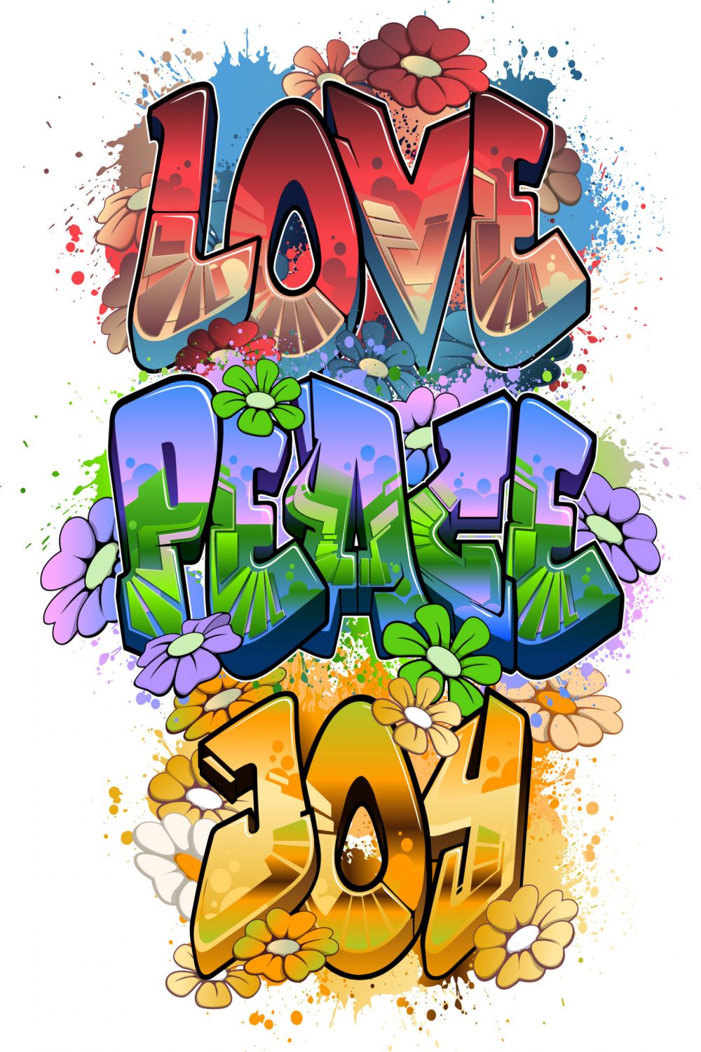 Love Peace Joy in Graffiti Art  Vector Art at Vecteezy