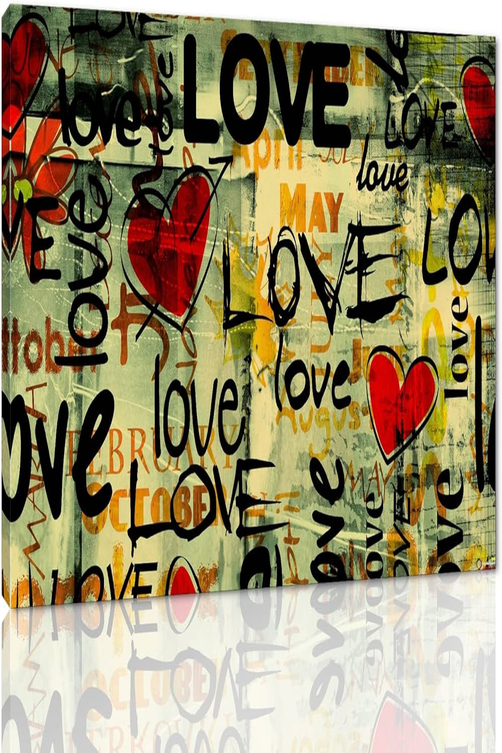 LOVE Verbs Wall Art Creative Red Heart Canvas Paintings Artwork HD