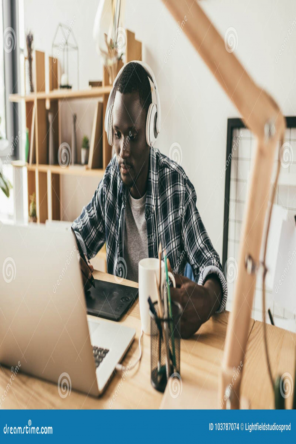 Man Drawing with Digital Tablet Stock Photo - Image of digital