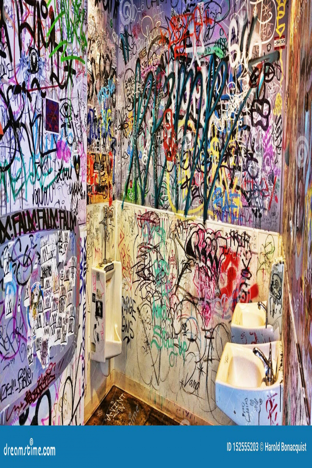 Mens Room Covered with Graffiti Editorial Stock Photo - Image of