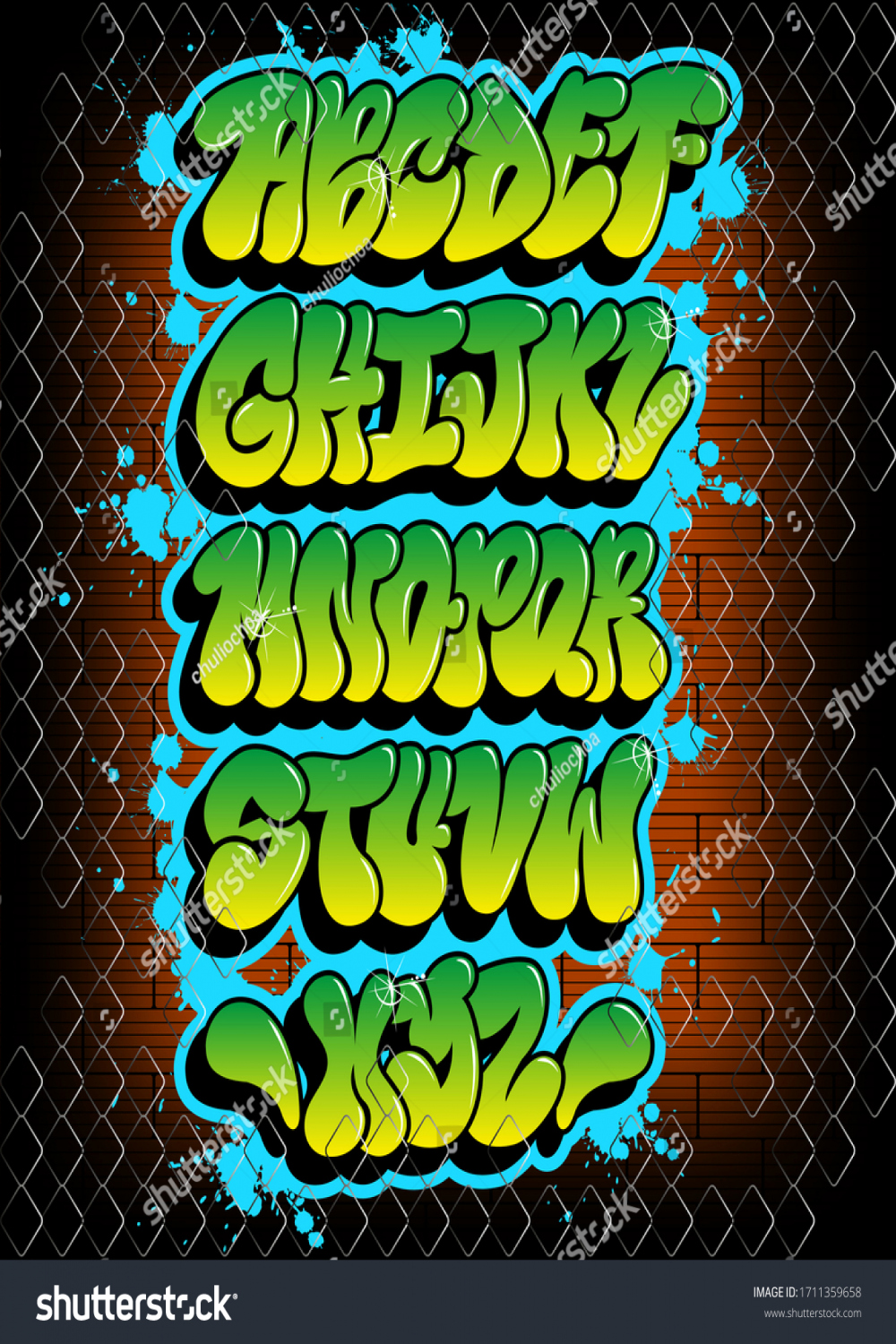 Modern Design Graffiti Throw Alphabet Shades Stock Vector (Royalty