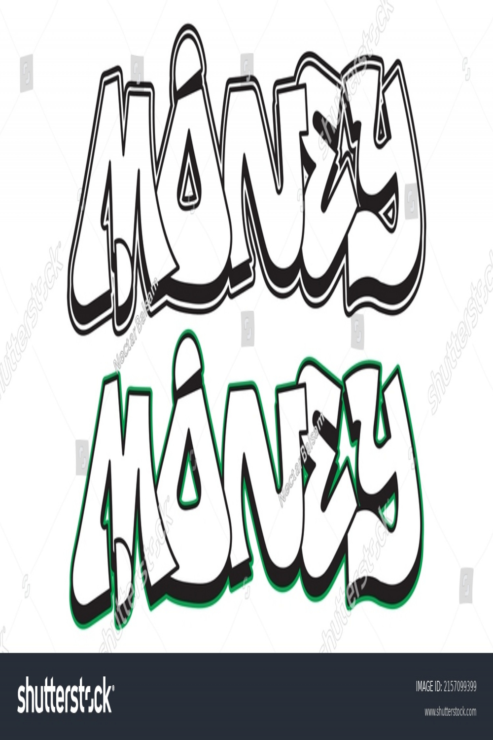 Money Graffiti Decorative Lettering Free Wild Stock Vector