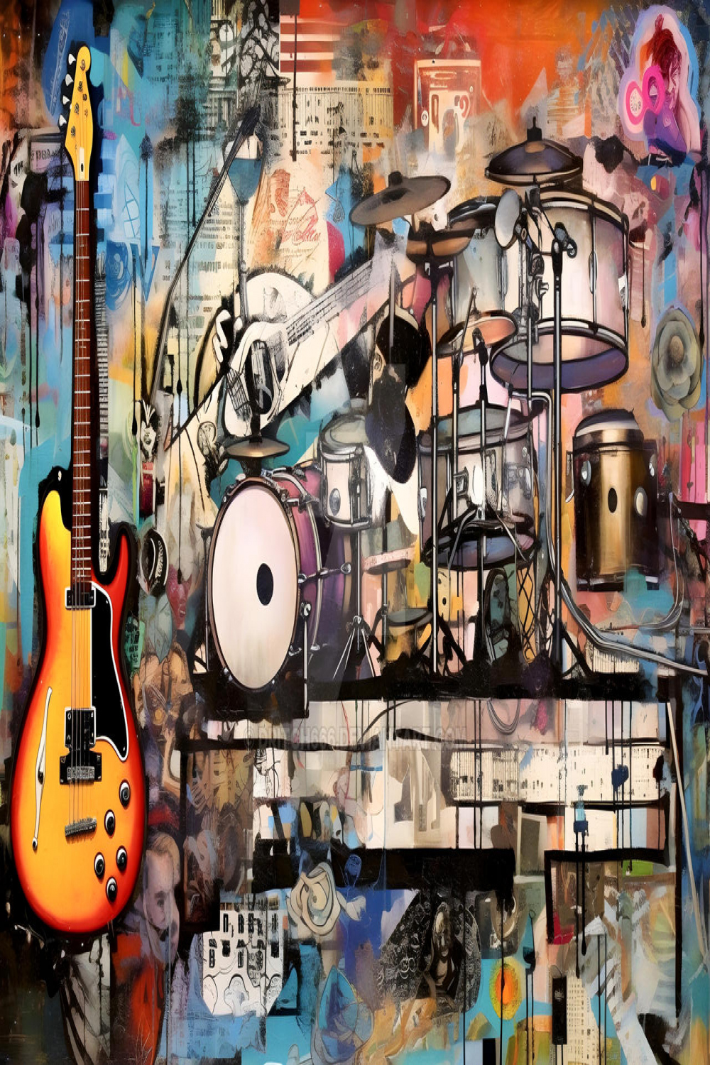 Music Collage Graffiti Wall Art by Dritch on DeviantArt