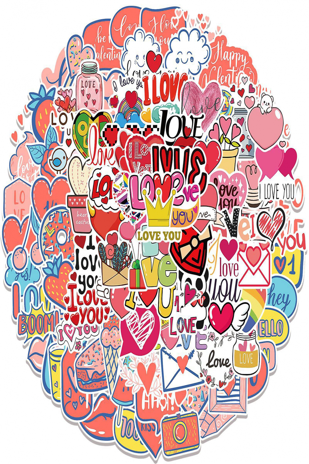 Naievear pcs Heart Stickers Waterproof Pvc Adhesive Cute