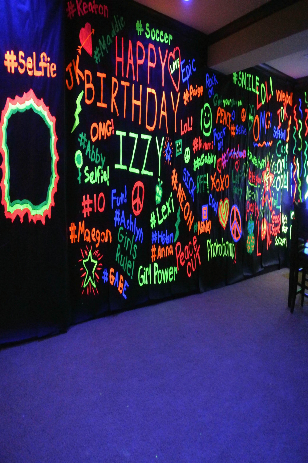 Neon Paint Graffiti Wall Black Light  Glow birthday party, Neon