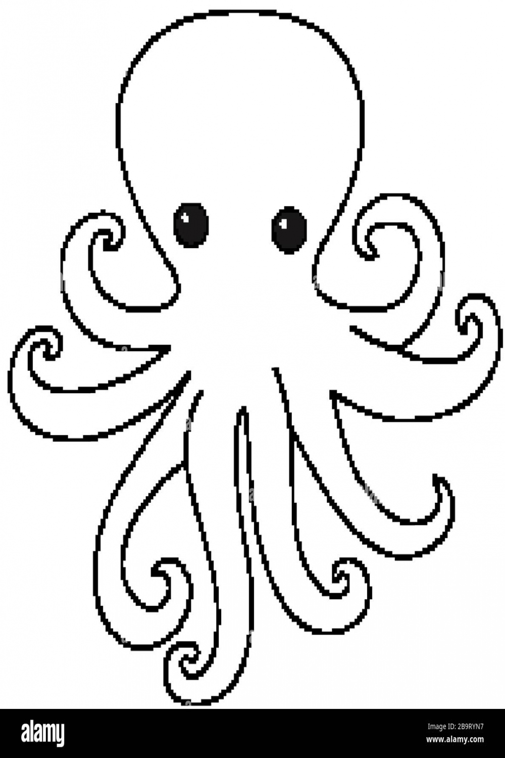 Outline of octopus on white background illustration Stock Vector