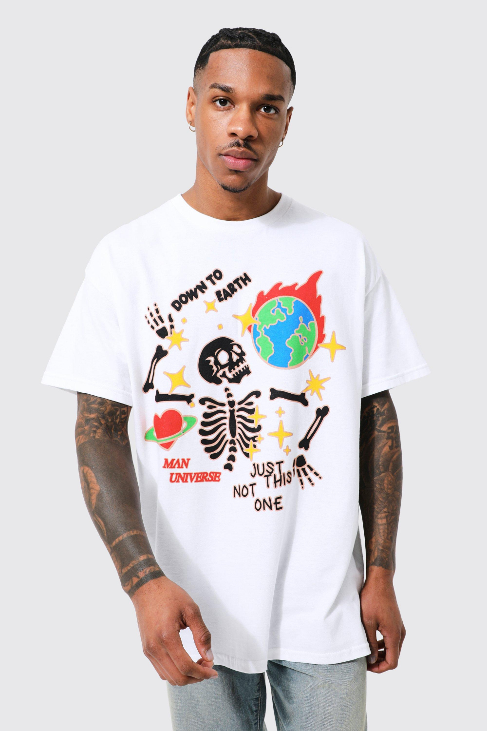 Oversized Doodle Graffiti Skull T-shirt